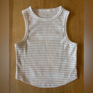 Aerie Cream and Tan Striped Crop Top